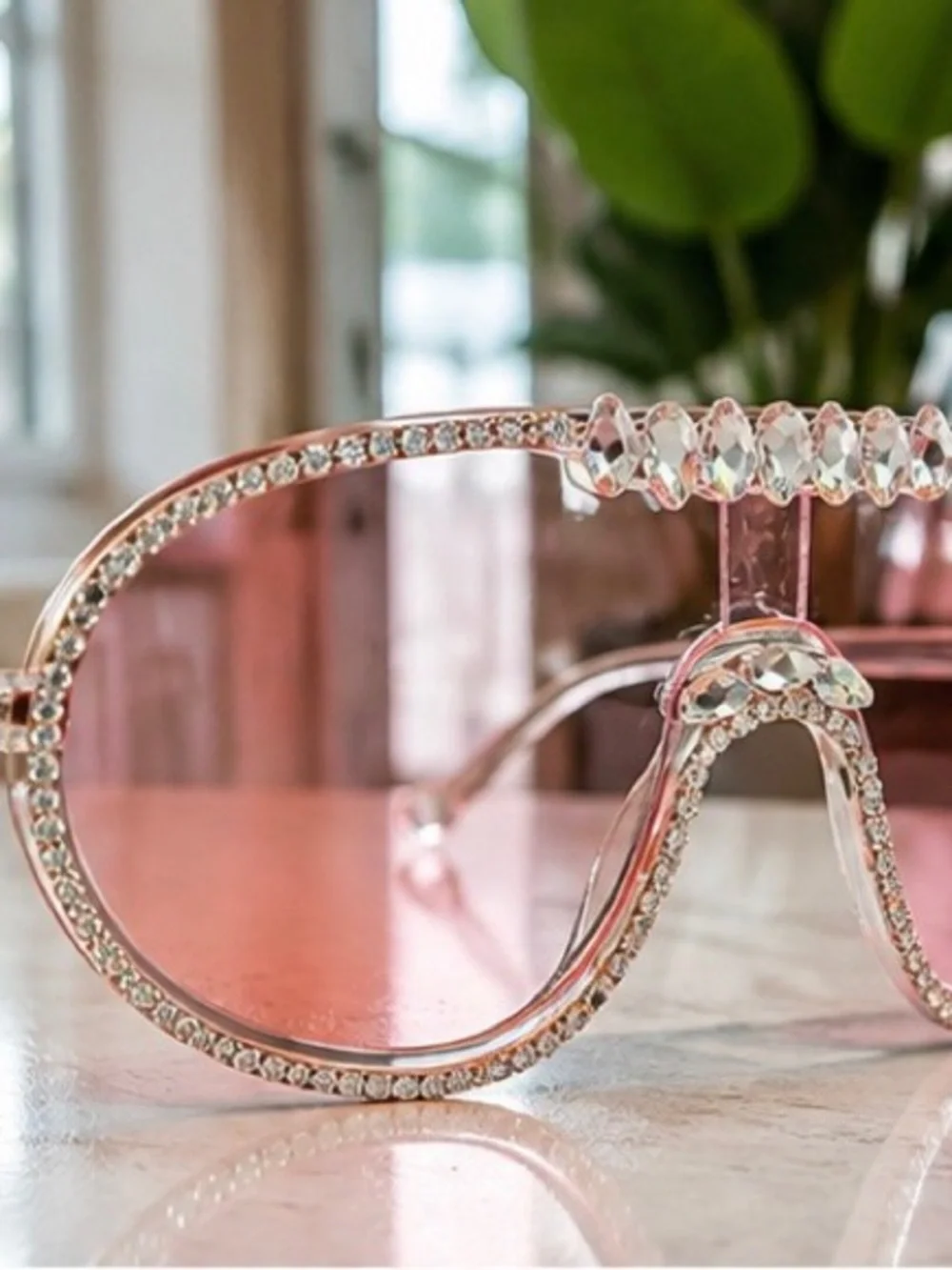 🩷 Rhinestone Sheild Sunglasses - Pink - super cute ✨ 💎 🩷